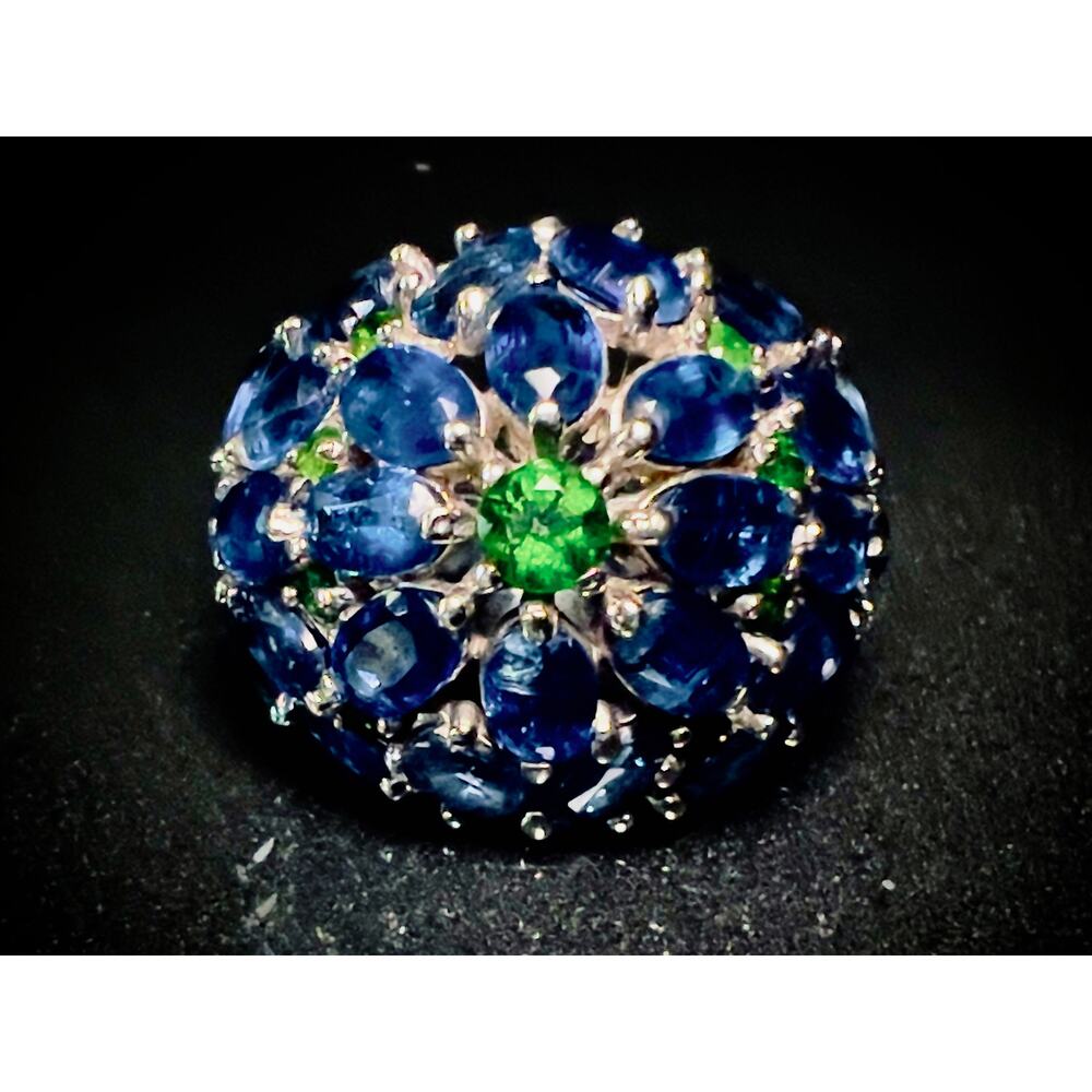 Massive Natural Kyanite Chrome Diopside Cluster Dome Ring - Picture 15 of 15